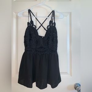 Willow & Root Sexy Lace Black Tank